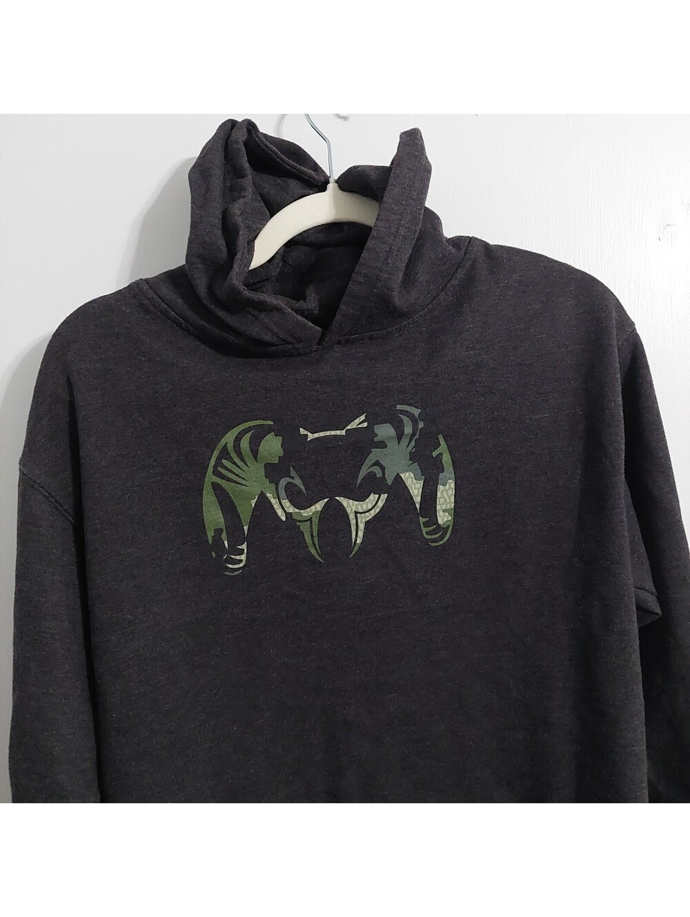 KUIU Dark Gray Hoodie with Green Graphic Logo, Size Large